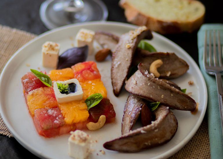 Recette d'aiguillettes de Canard fermier des Landes au balsamique, et salade de tomates