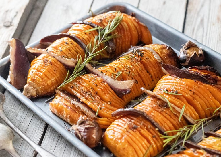 Pey : recette de butternut rôti au four au magret fumé