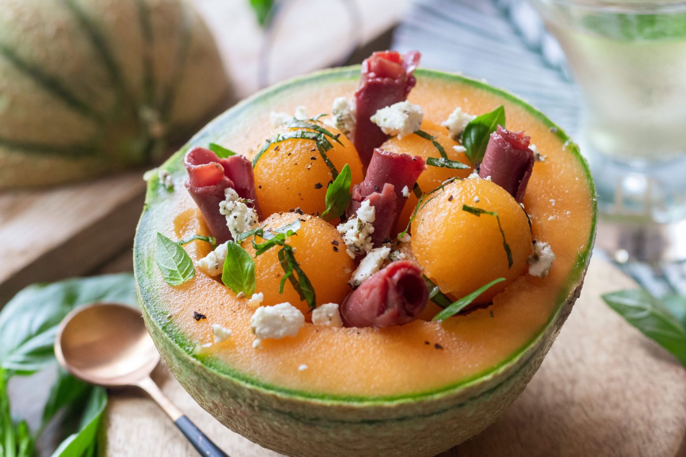Recette de magret fumé de canard Fermier des Landes et melon au Floc-de-Gascogne
