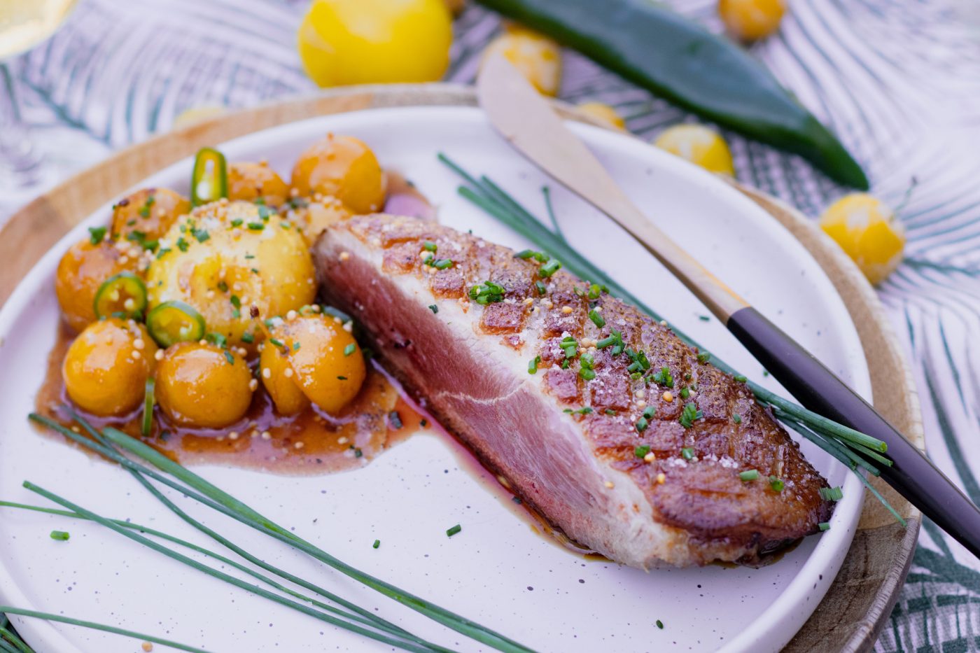 Recette Lesperon : le magret grillé à la mirabelle