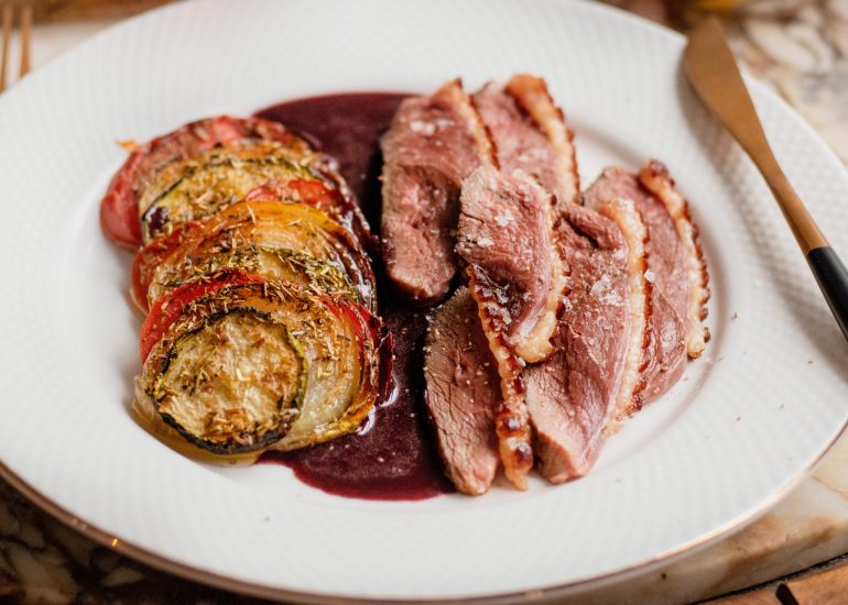 Recette Poudenx, magret grillé et petits légumes