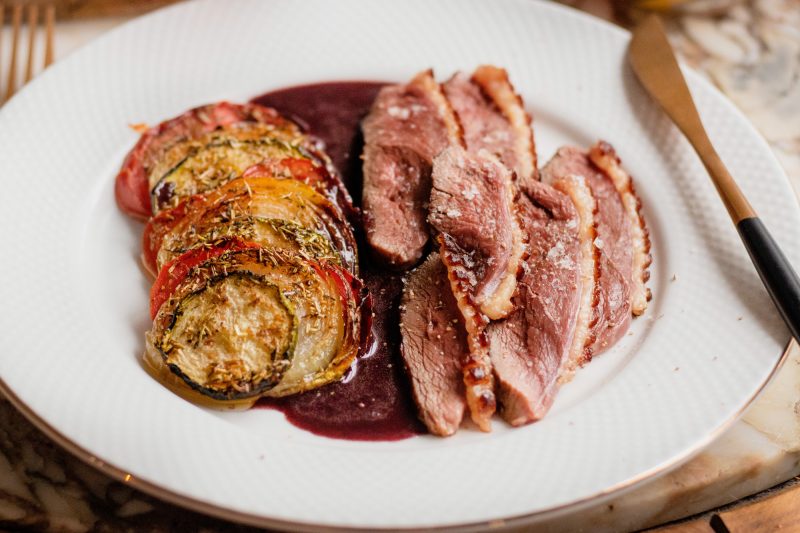 Recette Poudenx, magret grillé et petits légumes