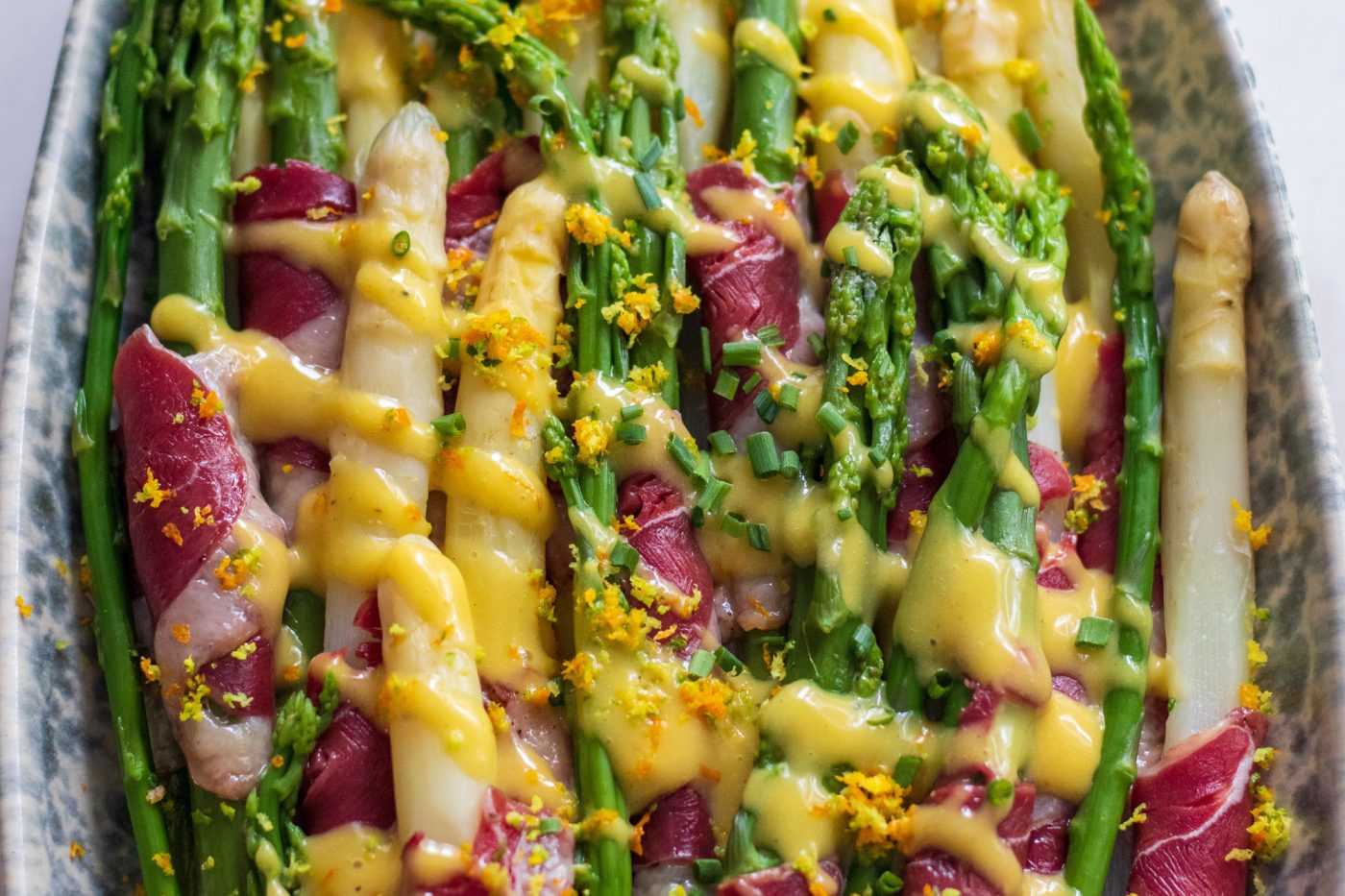 Recette Asperges des Sables des Landes IGP label Rouge en salade Magret fumé